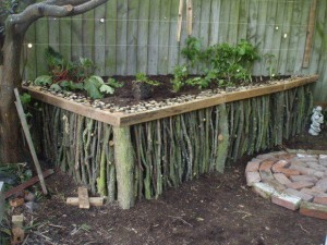 Natural Wood Branch Raised Garden Bed Project