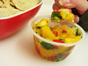 Fruit Cup Salsa with Homemade Baked Tortilla Chips by homecookingmemories.com