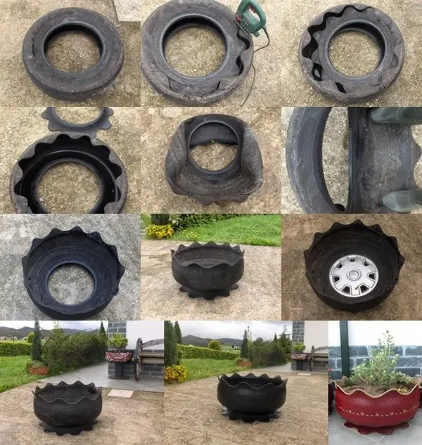 Make Footed Garden Tire Planter DIY Project