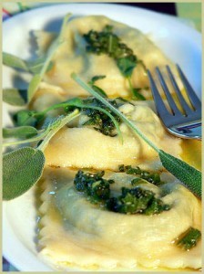 butter sage spinach ravioli