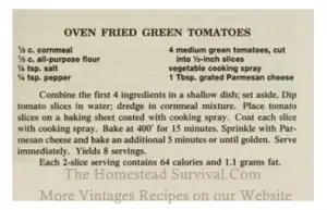Oven Fried Green Tomatoes Recipe