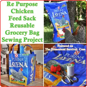 Re Purpose Chicken Feed Sack Reusable Grocery Bag Sewing Project