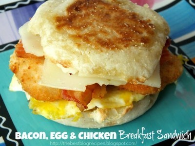 Bacon Egg and Chicken Breakfast Sandwich