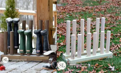 How To Build An Upside Down Rubber Boots Wood Rack 