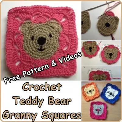 Crochet Teddy Bear Granny Squares, Free Pattern