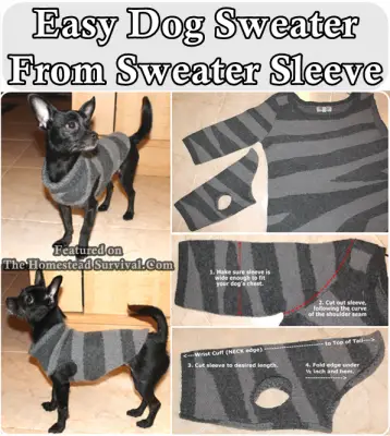 Dog Sweater from Old Sweater Sleeve Project