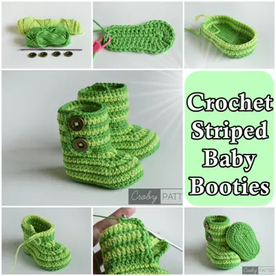 Crochet Striped Baby Booties