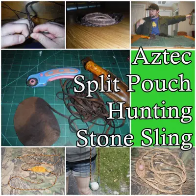 Aztec Split Pouch Hunting Stone Sling