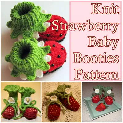 Knit Strawberry Baby Booties Pattern
