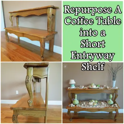 Repurpose A Coffee Table into a Short Entryway Shelf