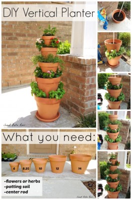 Build a Vertical Clay Pot Tower Planter For Flowers and Herbs