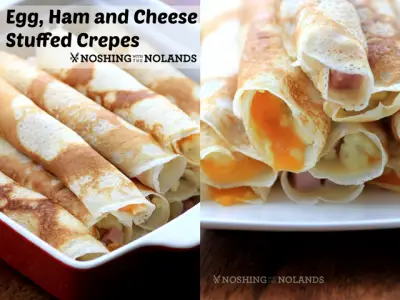 egg Ham and Cheese Stuffed Breakfast Crepes