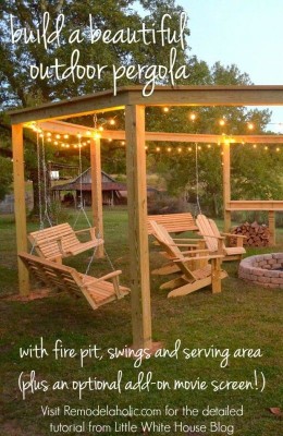 Build an Homemade Pergola and Fire Pit with Swings