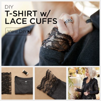 How To Refashion a T Shirt With Lace Cuffs