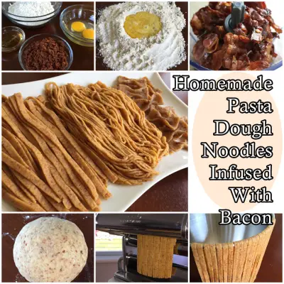 Homemade Pasta Dough Noodles Infused With Bacon