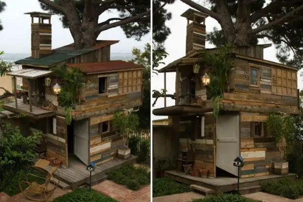 Amazing Tree House Built With Recycled Materials 