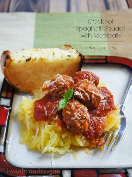 Low Carb Slow Cooker Spaghetti Squash and Meatballs