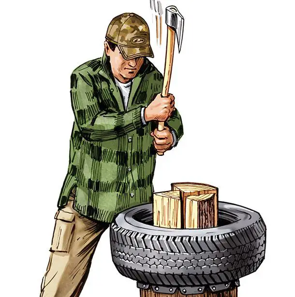 How to Use a Tire to Make Chopping Firewood Easier
