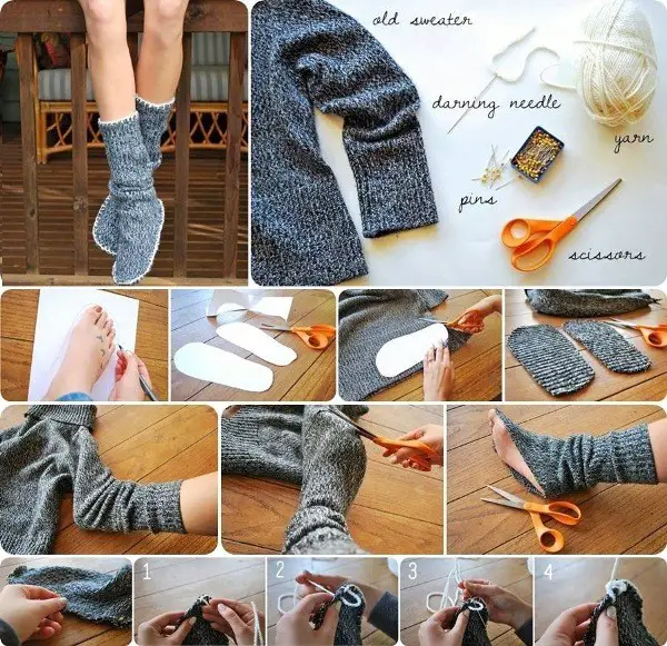 Sew Homemade Sweater Slipper Boots Project 