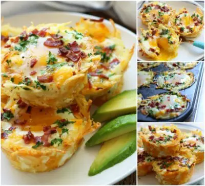 Breakfast Hash Brown Egg Muffins with Avocado 