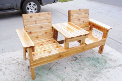 Homemade Double Chair Bench with Table DIY Project
