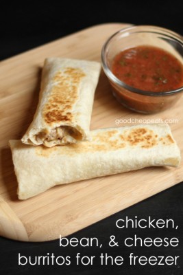 Homemade Freezer Burritos With Chicken Beans and Cheese