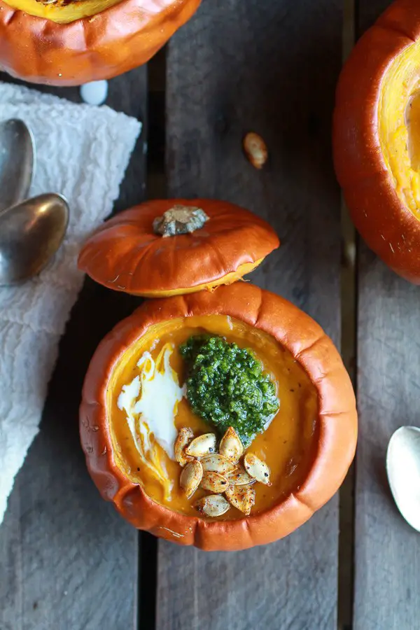 Roasted Garlic Sage Pesto Pumpkin Soup Recipe
