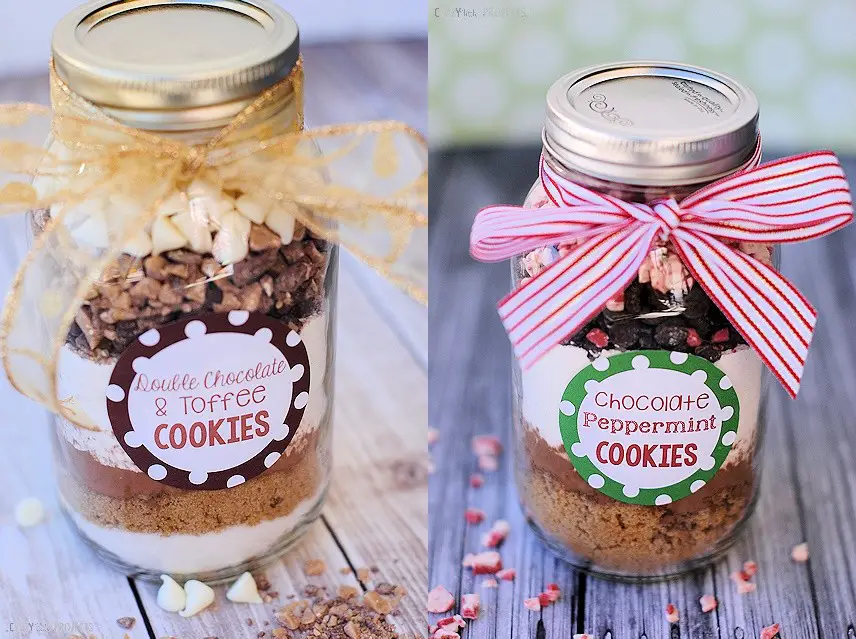 Homemade Festive Cookie Mixes in a Mason Jar