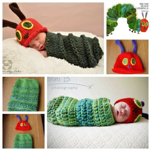 Baby Crochet Patterns for Caterpillar Hat and Cocoon