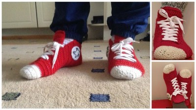 Steps to Crocheting Adult Size Converses Slippers