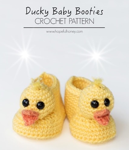 Crochet Duck Baby Booties Shoes Project