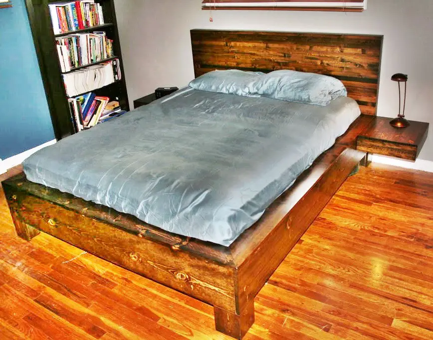 Homemade Platform Bed with Floating Nightstands