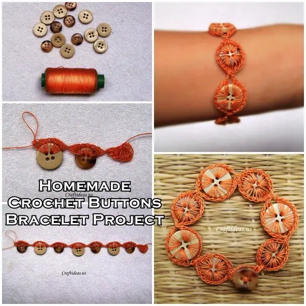 Homemade Crochet Buttons Bracelet Project