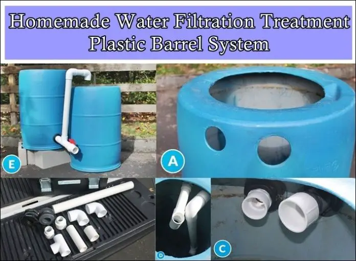 Homemade Water Filtration Treatment Plastic Barrel System