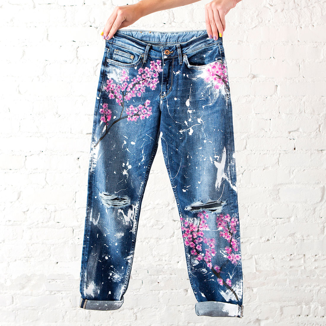 Paint Your Own Cherry Blossom Jeans Tutorial