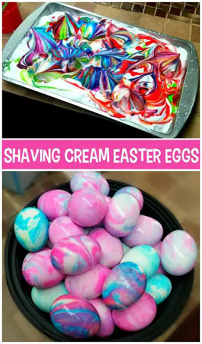 Shaving Cream Dyed Easter Eggs Project 