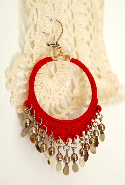 Homemade Crochet Hoop Earrings Jewelry Project