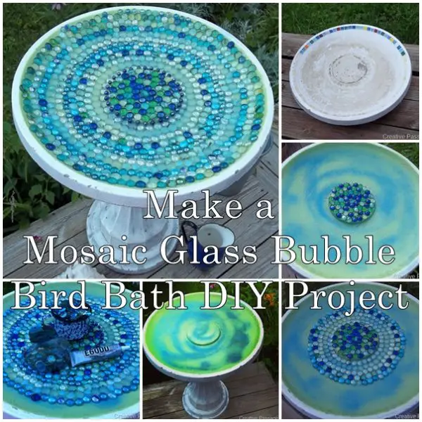 Make a Mosaic Glass Bubble Bird Bath DIY Project
