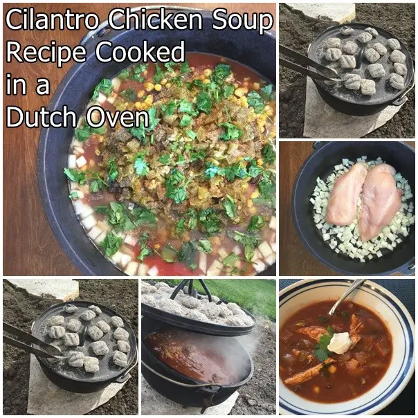 Cilantro Chicken Soup Recipe Cooked in a Dutch Oven