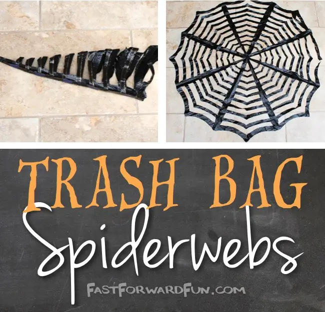 Black Trash Bag Halloween Spider Web Decoration