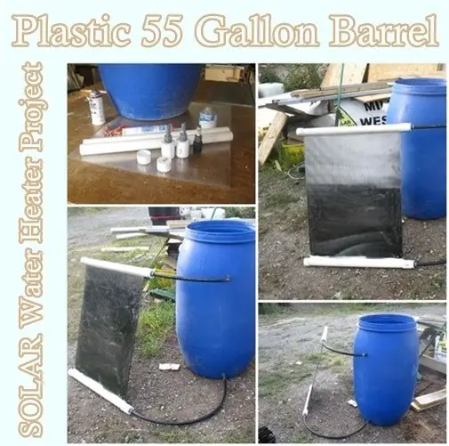 Plastic 55 Gallon Barrel SOLAR Water Heater Project