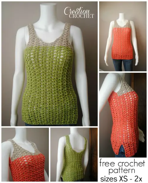 Crochet a Tank Top from Sizes Extra Small to Plus Size