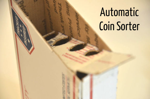 Homemade Cardboard Automatic Coin Change Sorter