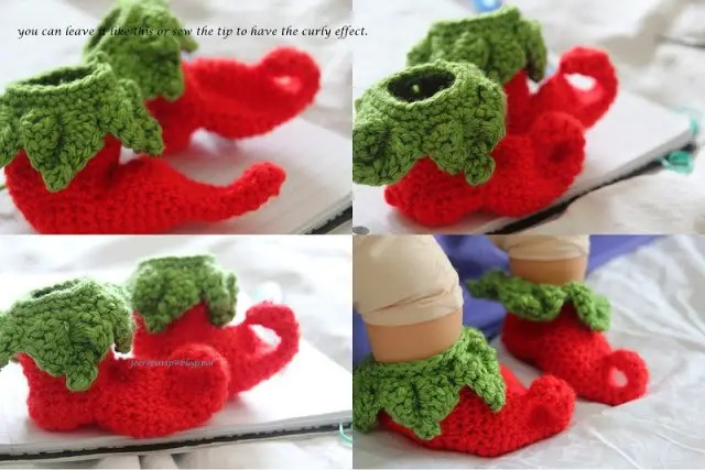 Crochet Holiday Baby Elf Slippers Shoes Project