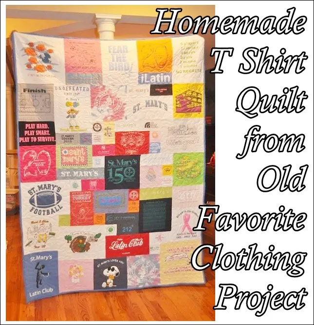 Homemade T Shirt Quilt from Old Favorite Clothing Project