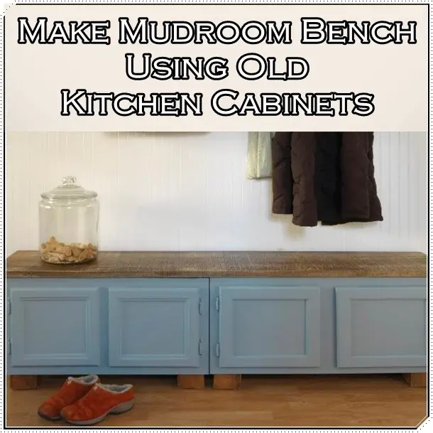Make Mudroom Bench Using Old Kitchen Cabinets