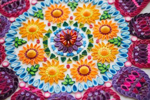 Homemade Paper Card Quilled Mandala Craft Project