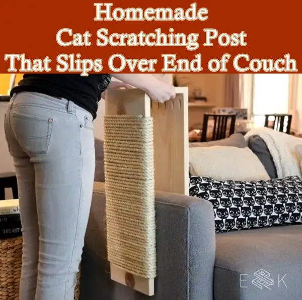 Homemade Cat Scratching Post That Slips Over End of Couch