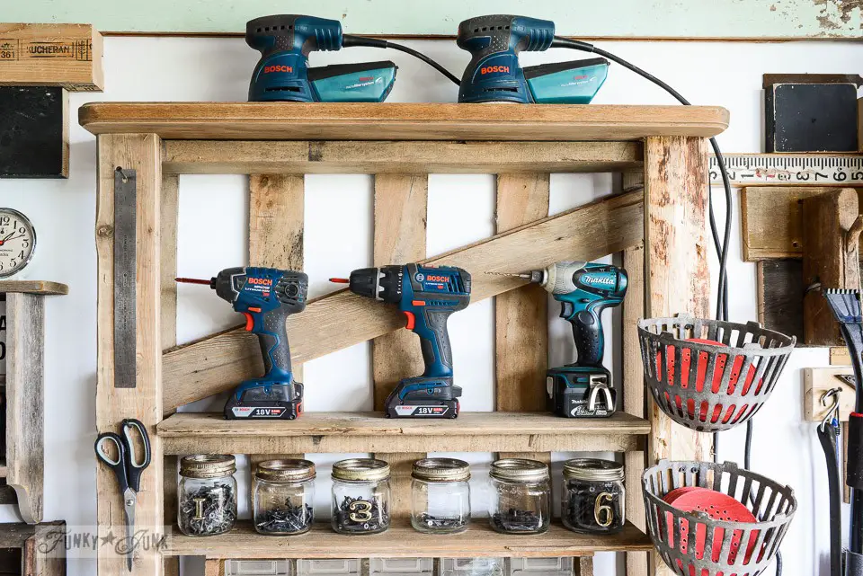 Tools Organization Shelf Made From Wood Pallet