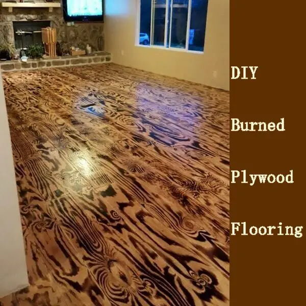 DIY Burned Plywood Flooring